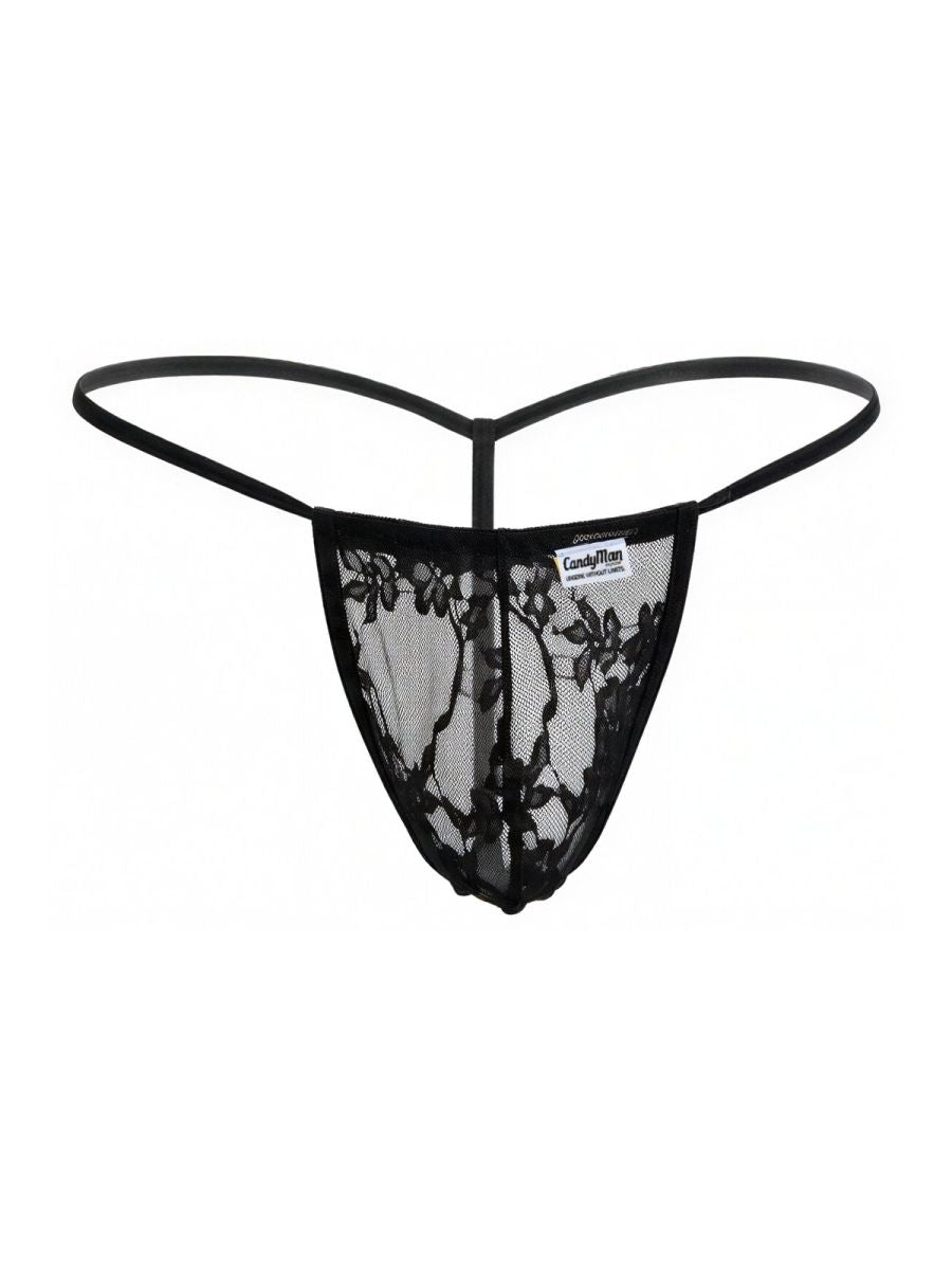 CandyMan 9586 Mens Sexy G-string Thong Black Lace