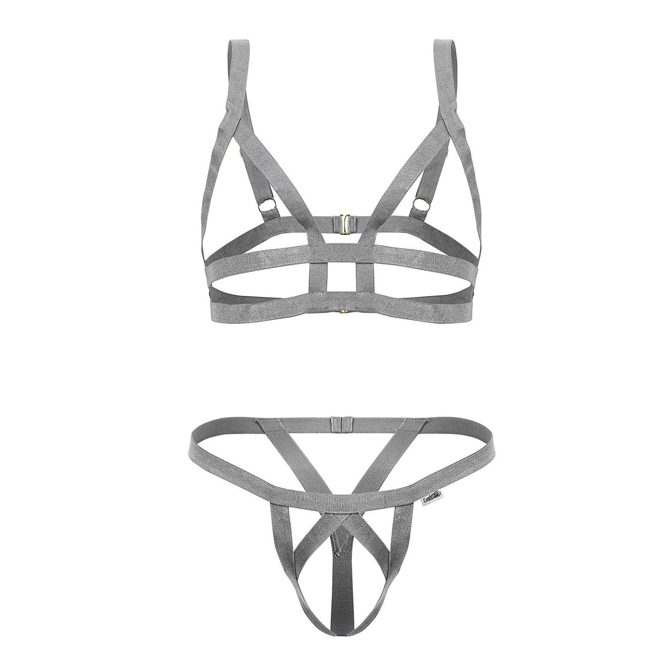 CandyMan 99822 Two Piece Lingerie Outfit Gray