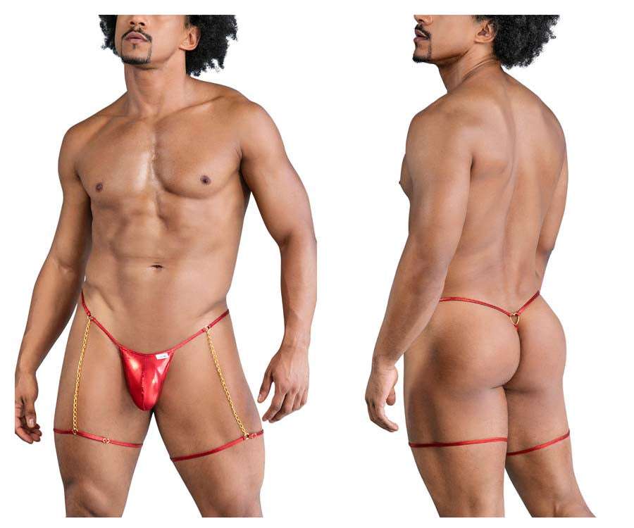 CandyMan 99827 Chain-Garter Thongs Red