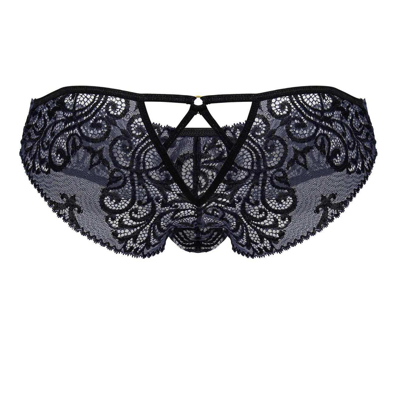 CandyMan 99830 Male Lace Briefs Black-Navy