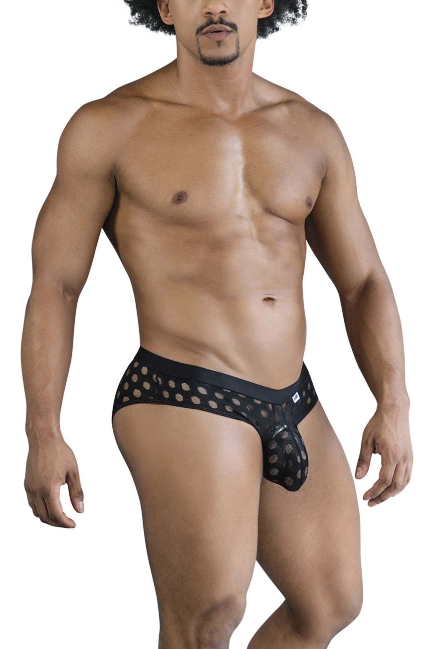 CandyMan 99855 Mens Sheer Polka Mesh Briefs Black