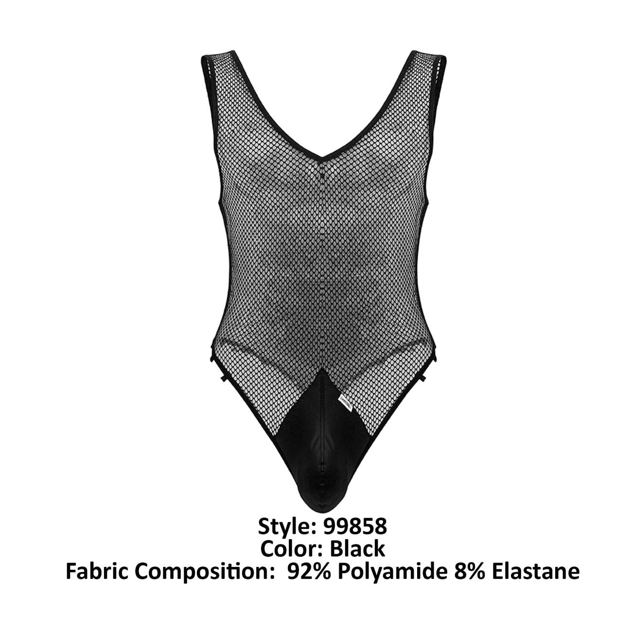 CandyMan 99858 Mens See-through Fishnet Bodysuit Black
