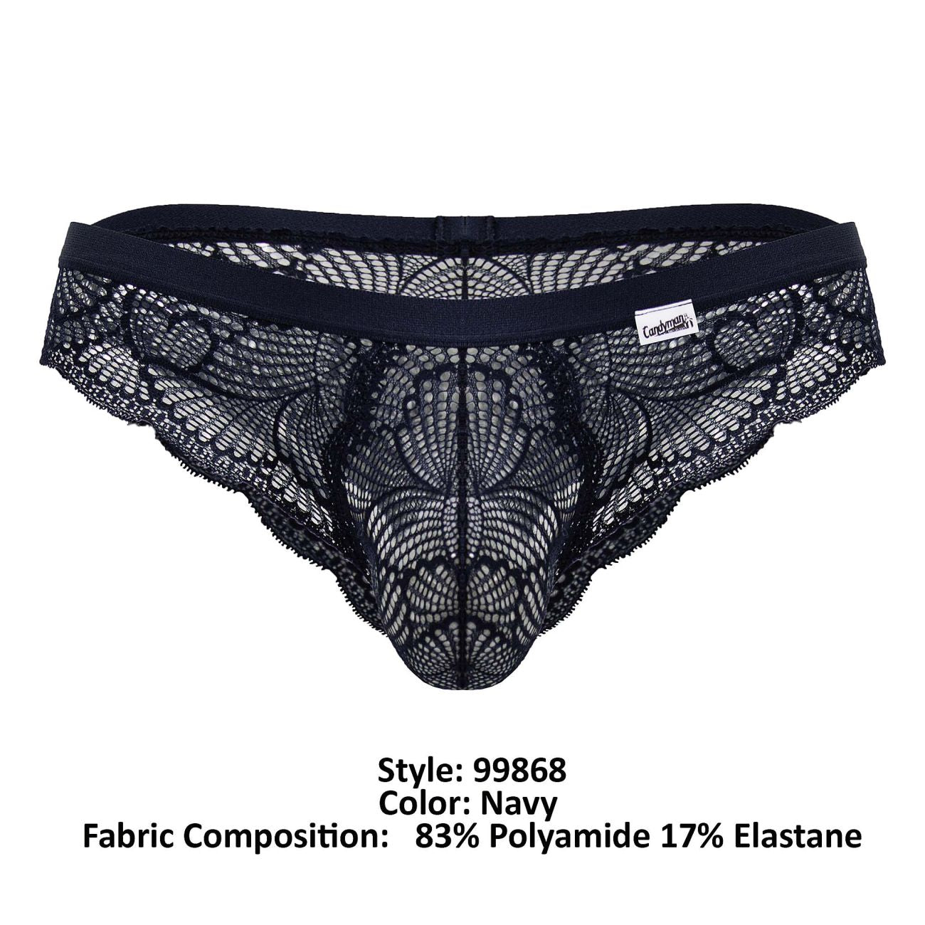 CandyMan 99868 Mens Sexy Lace Briefs Navy
