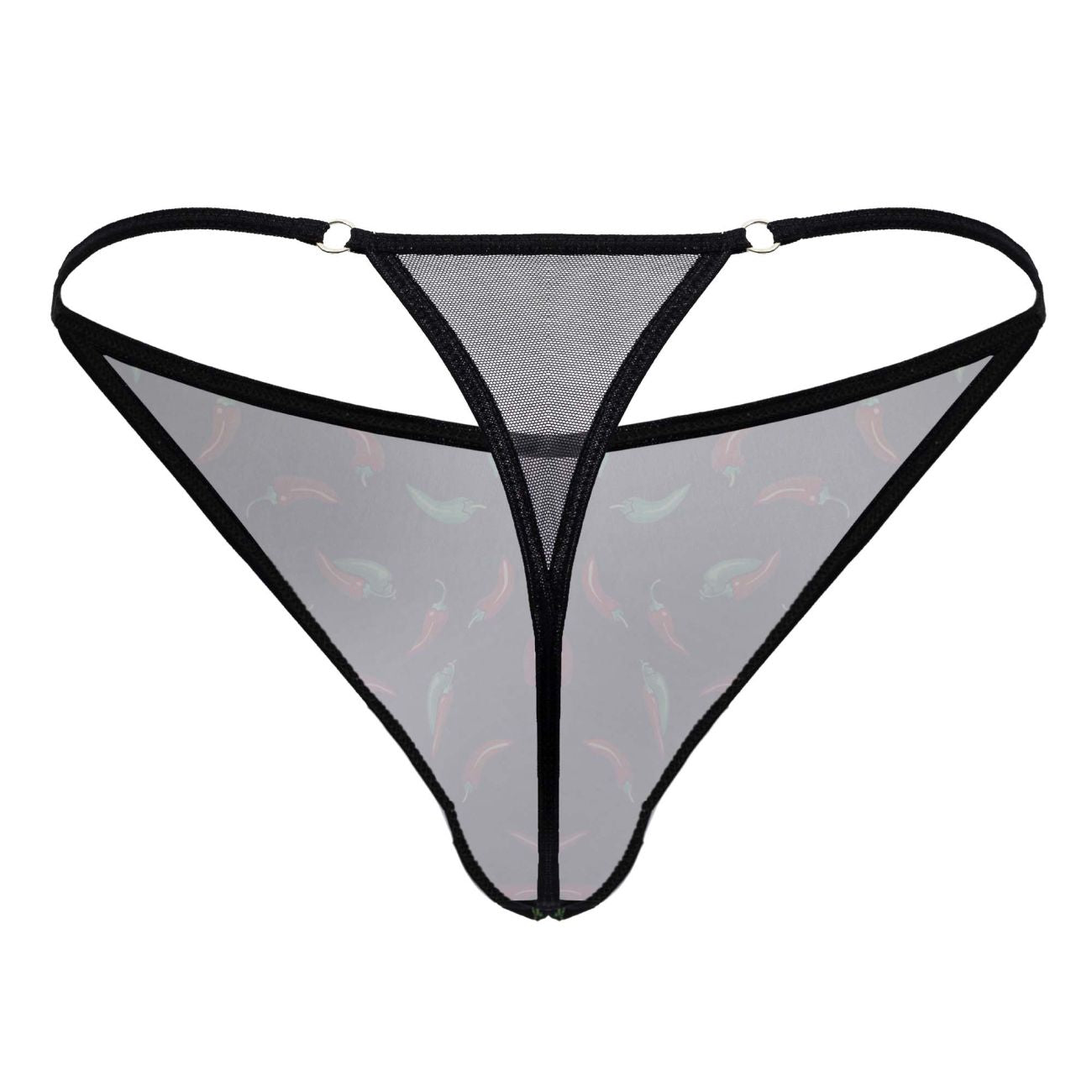 CandyMan 99875 Mens Breathable Mesh Chilli Pepper Thongs Black Print Plus Sizes