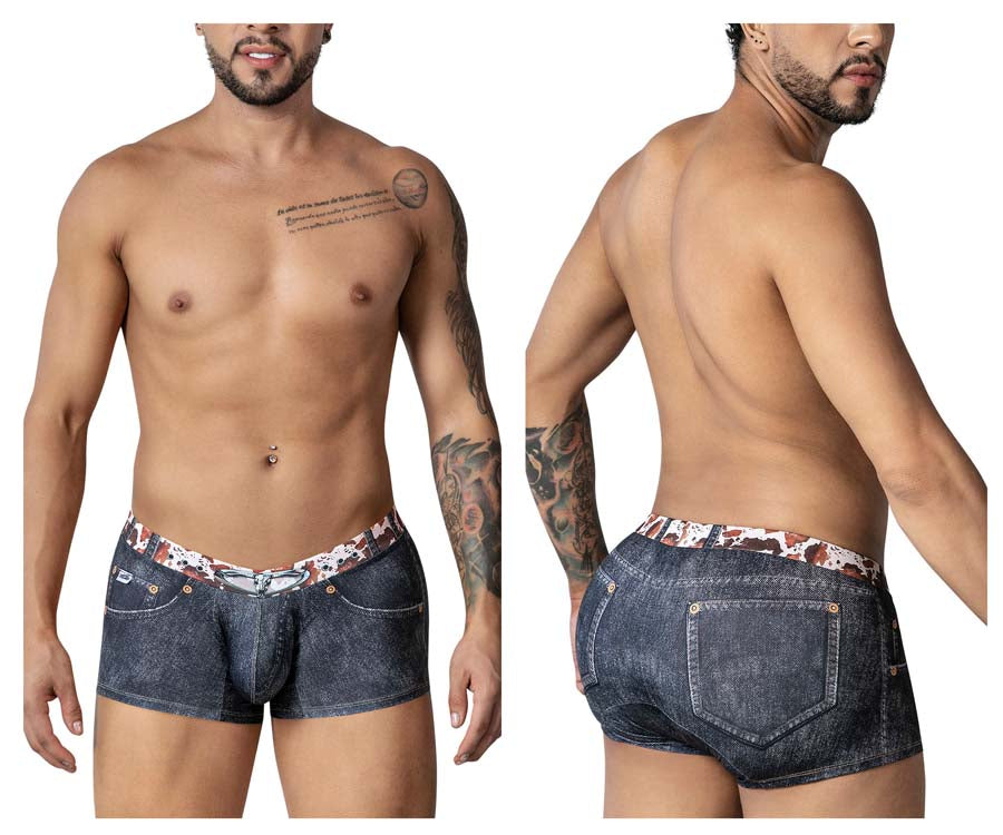 CandyMan 99904 Cowboy Mens Denim Animal Print Trunks Black