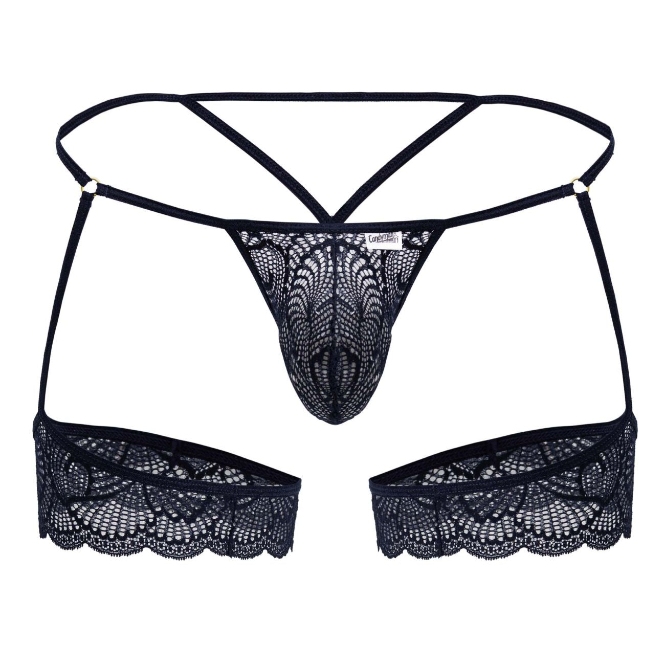 CandyMan 99906 Mens Sexy Garter Lace Thongs Navy