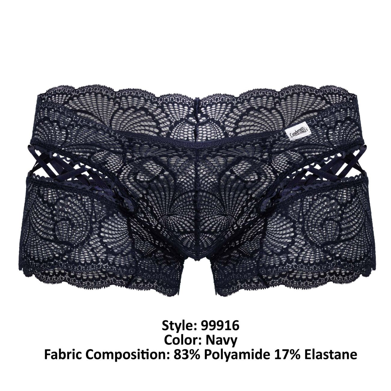 CandyMan 99916 Mens Sexy Lace Boxer Brief Trunks Navy