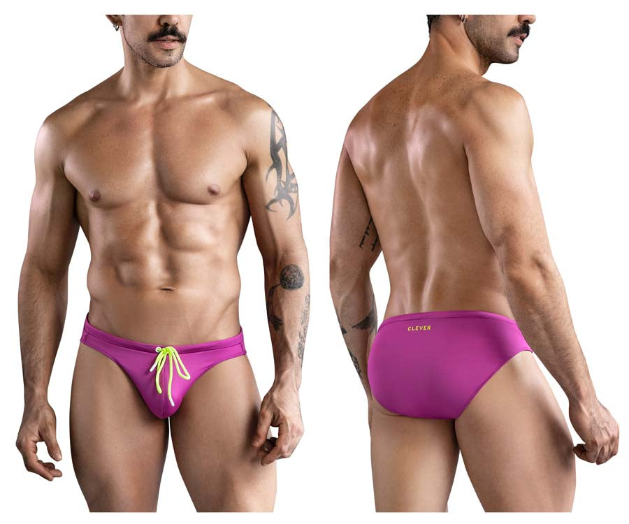 Clever 1735 Vivo Mens Stretch Swim Briefs Grape
