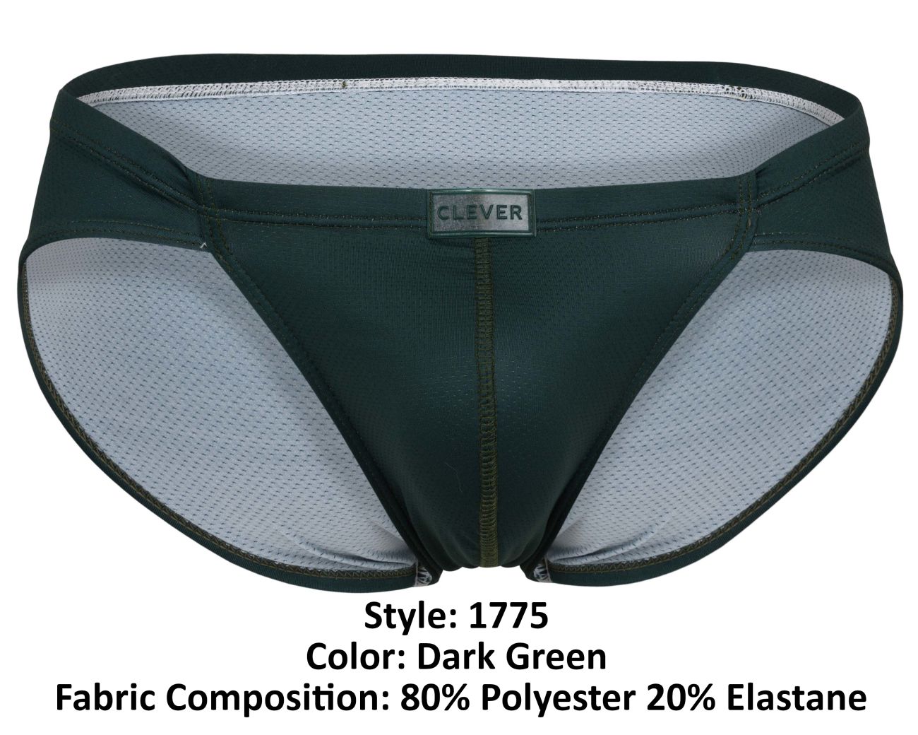Clever 1775 Optimo Mens Sleek Contoured Pouch Briefs Dark Green