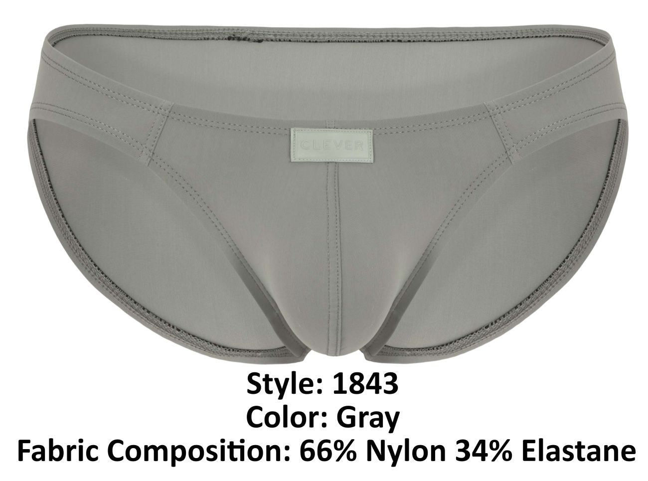 Clever 1843 Buenavista Mens Sleek Modern Bikini Briefs Gray