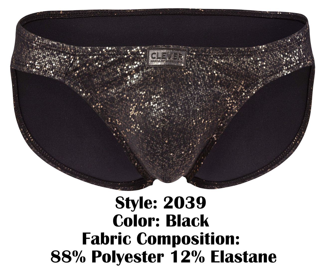 Clever 2039 Galaxy Mens Glitter Bikini Briefs Black