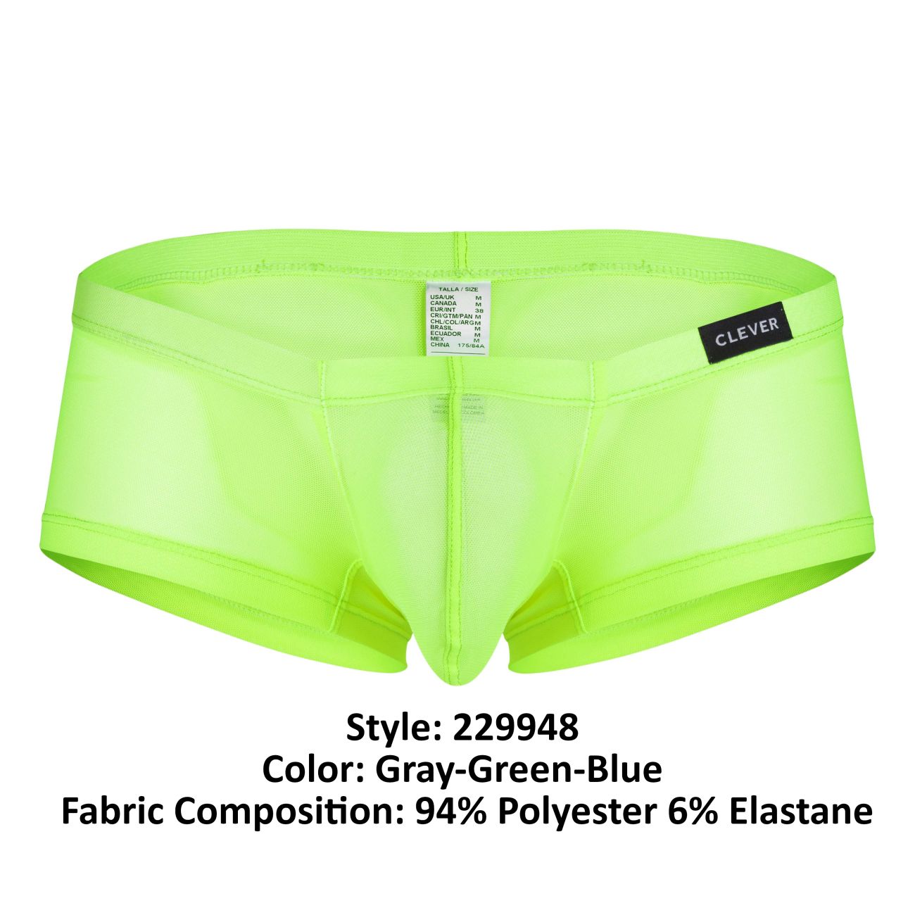 Clever 229948 Australian Latin Trunks Gray-Green-Blue