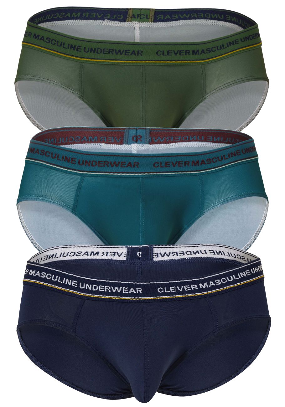 Clever 519969 3 Pack Mens Australian Latin Briefs Blue-Petrol-Green
