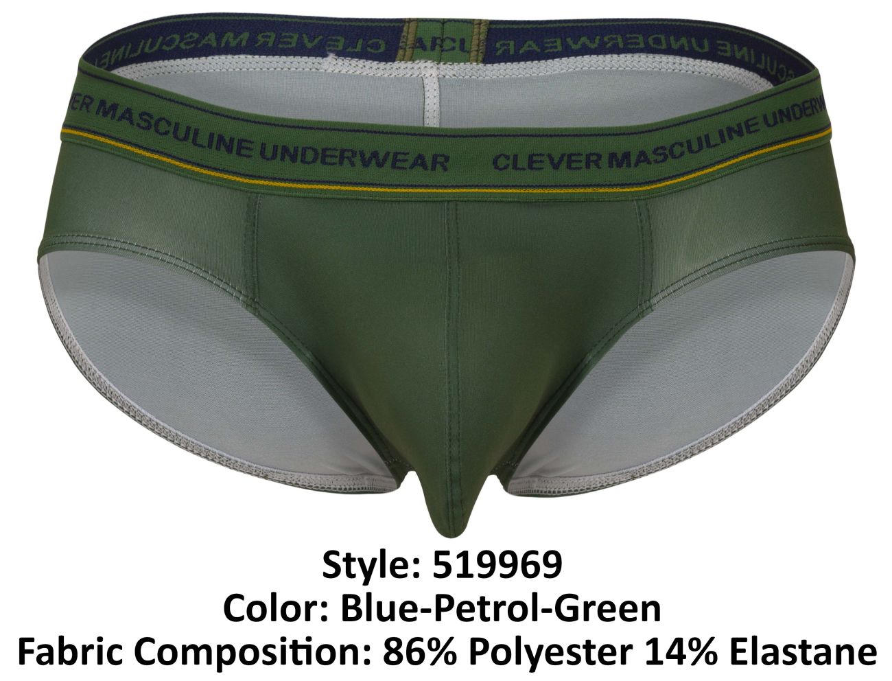 Clever 519969 3 Pack Mens Australian Latin Briefs Blue-Petrol-Green