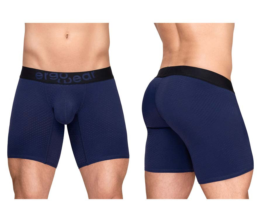 ErgoWear EW1792 MAX FLOW Mens Long Sleek Boxer Briefs Dark Blue