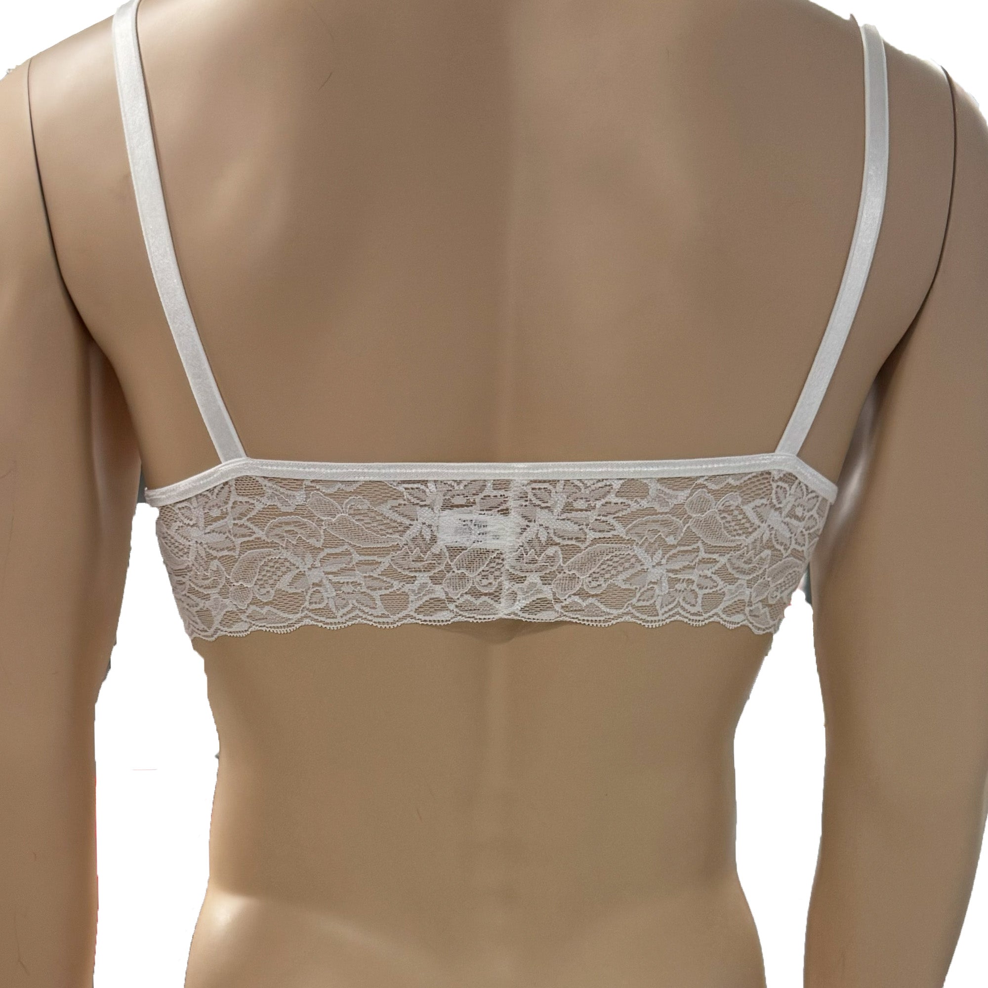 Mens Jackie & Lace Bra Top with Fun & Flirty Detail (light pink & white lace plus other colours