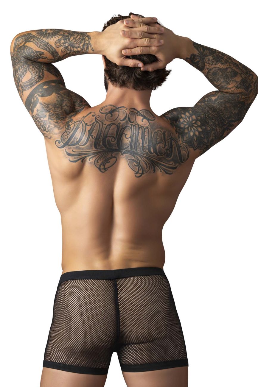 Male Power 152-11C Mens Sexy Fishnet 2 Pouch Short Black