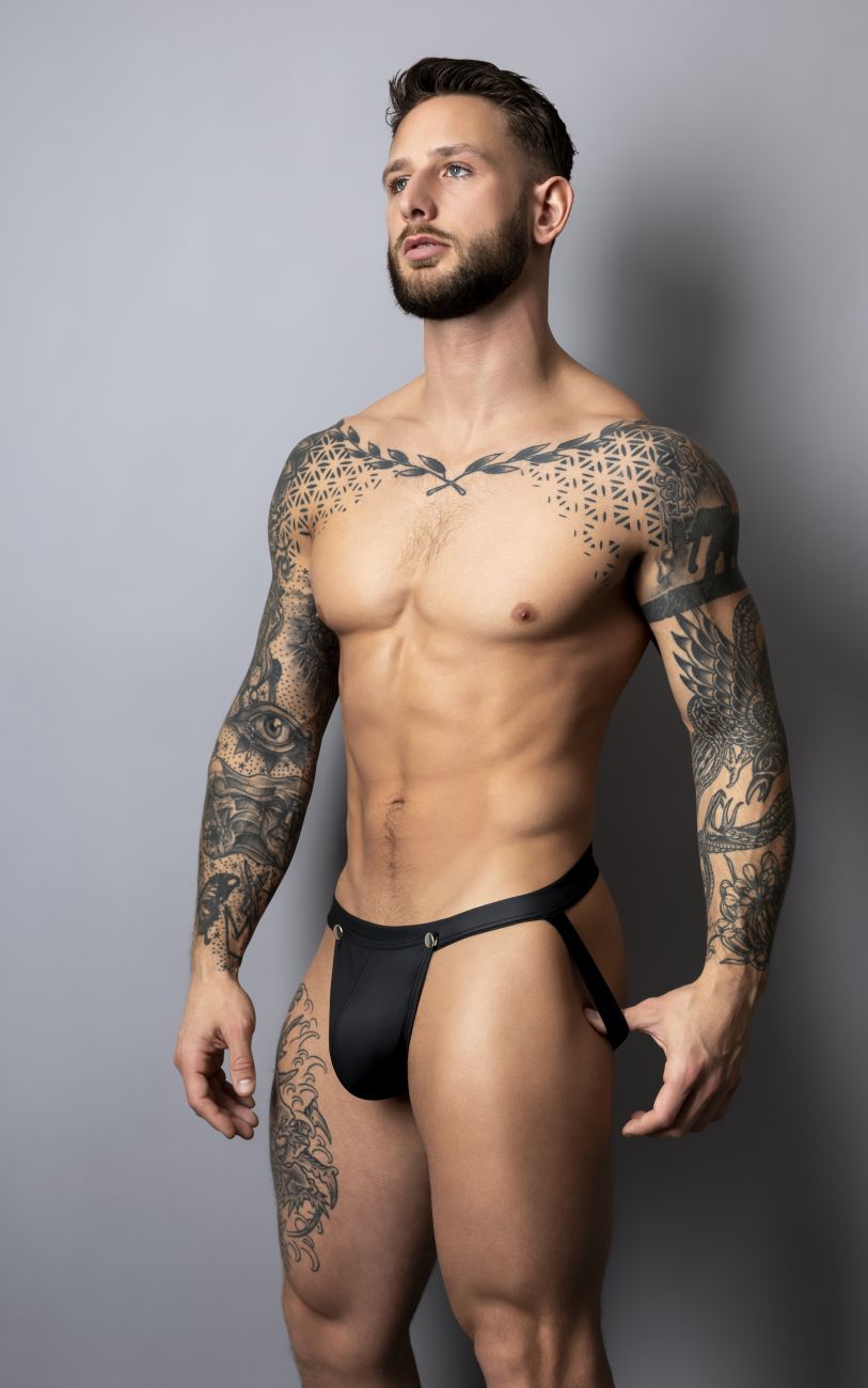 Male Power 346-298 Oh Snap Snap Off Front Jock Black