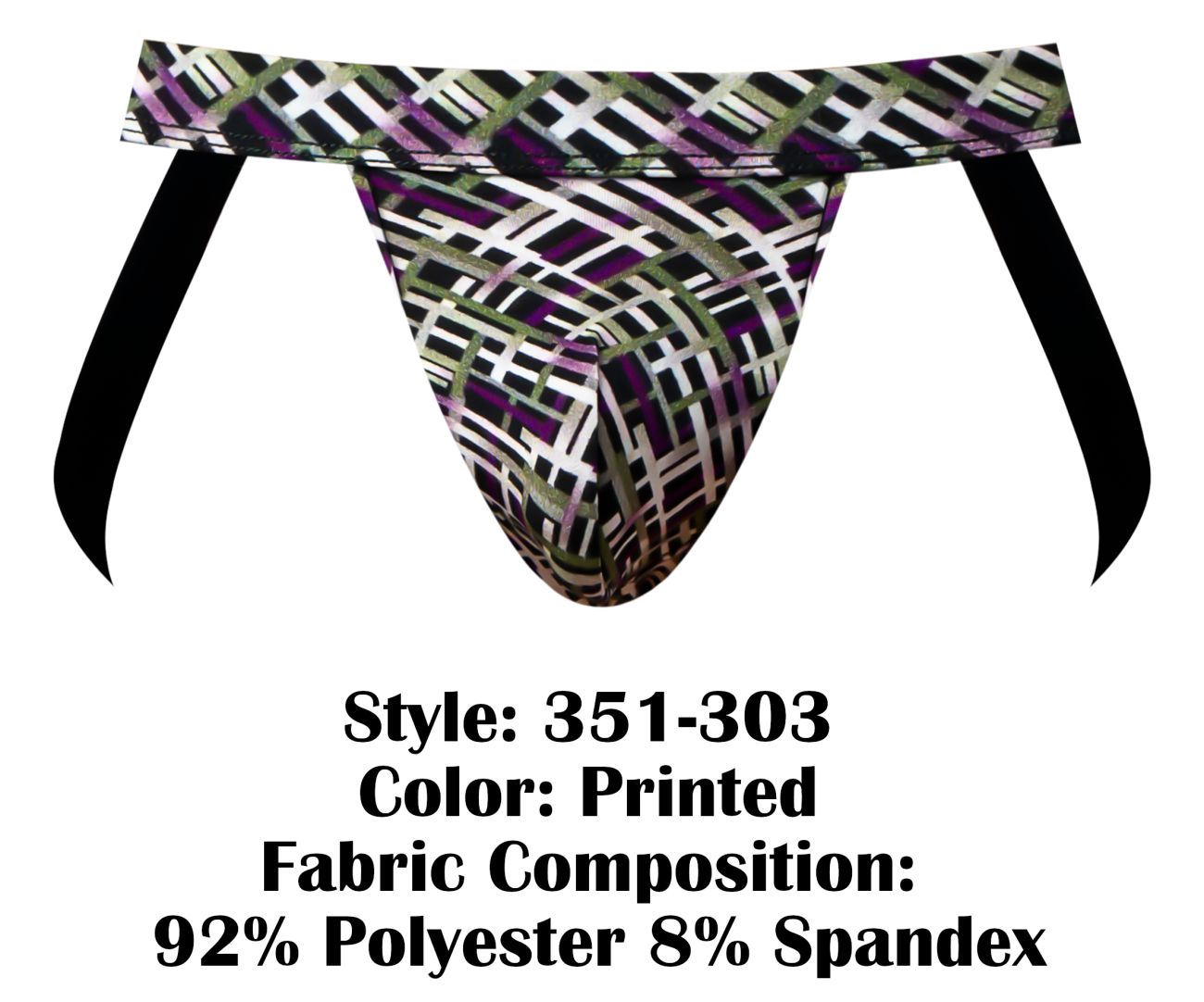 Male Power 351-303 Gridlocked Mens Strappy Ring Jock Printed