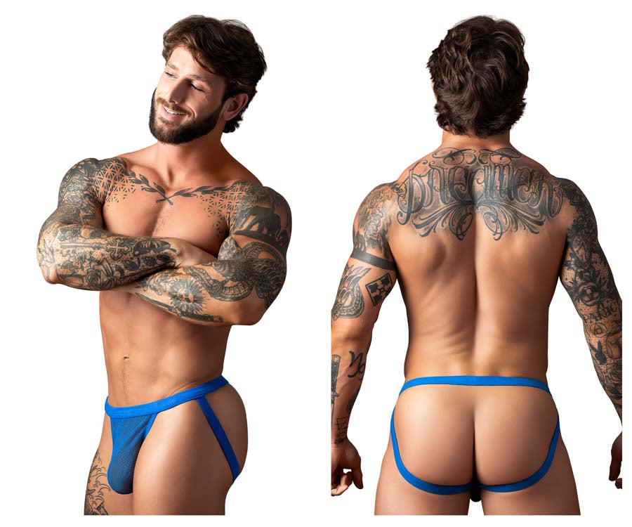 Male Power 388-11C Mens See Though Fishnet Jockstrap Royal