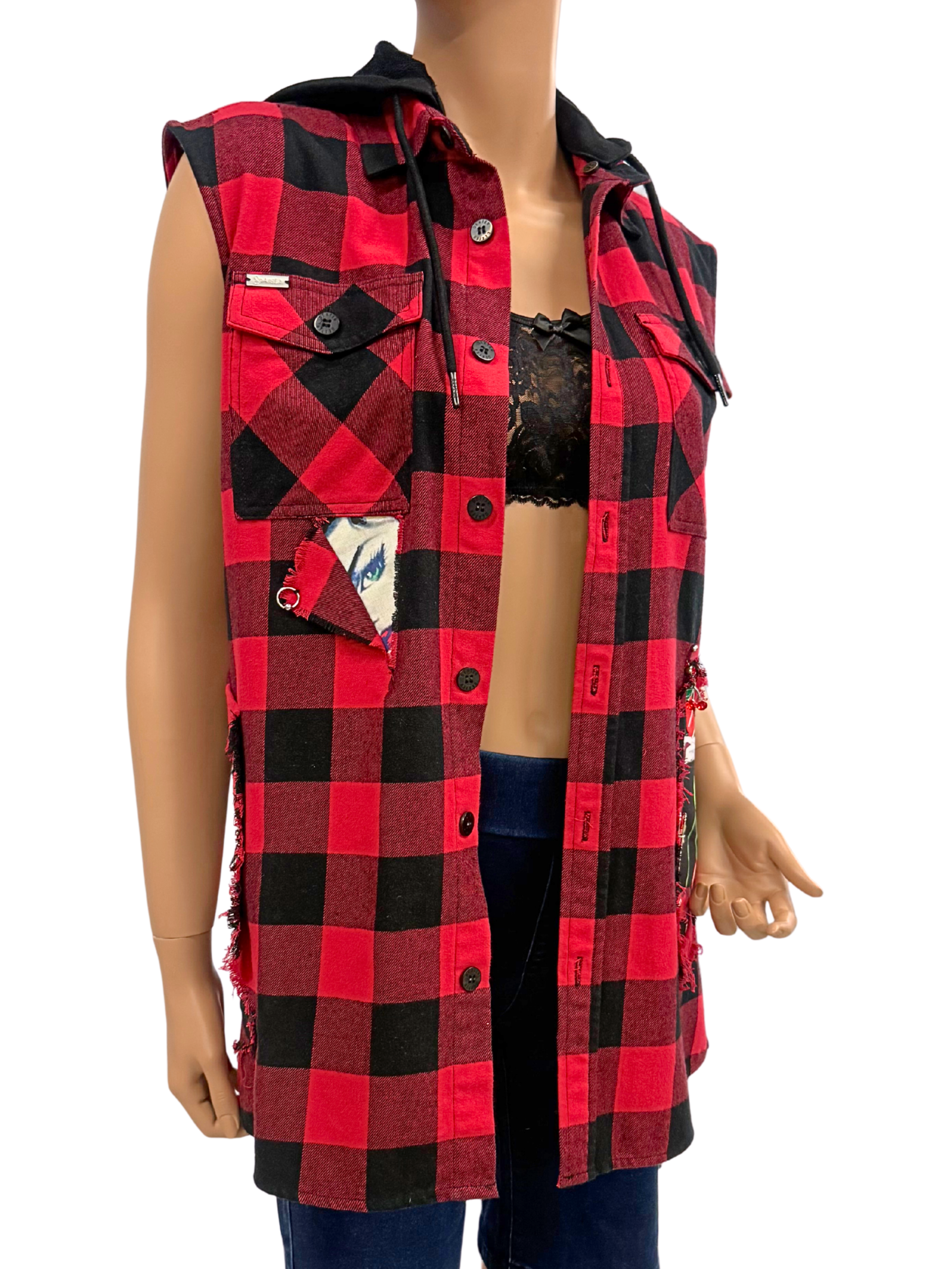 Rocky Re-Designed Plaid Unisex Top Vest Jacket