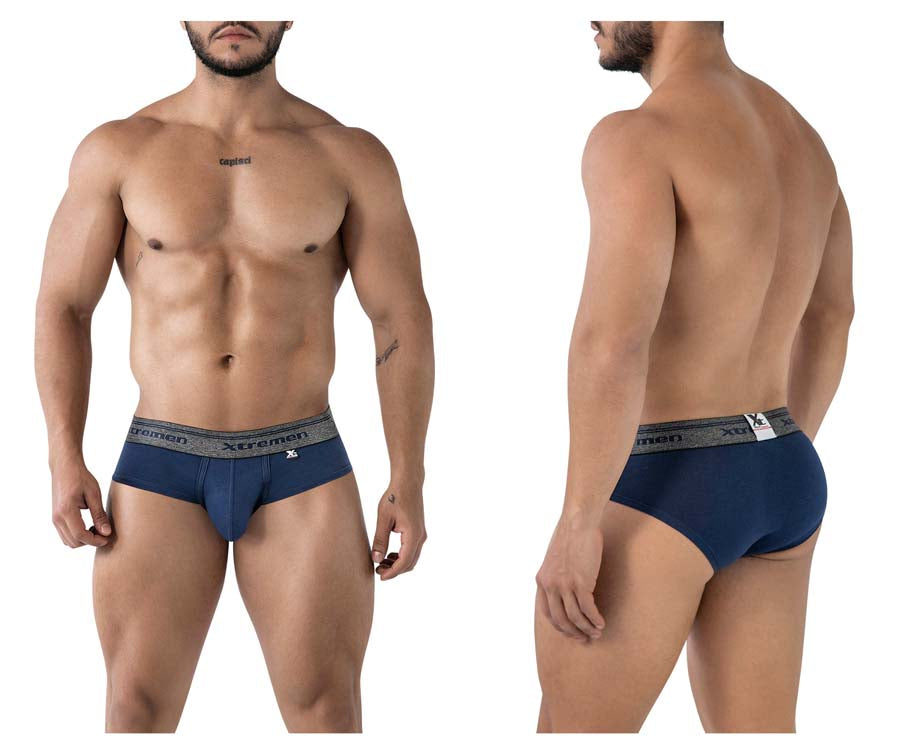 Xtremen 41315 Mens Cotton Blend Wide Side Briefs Navy