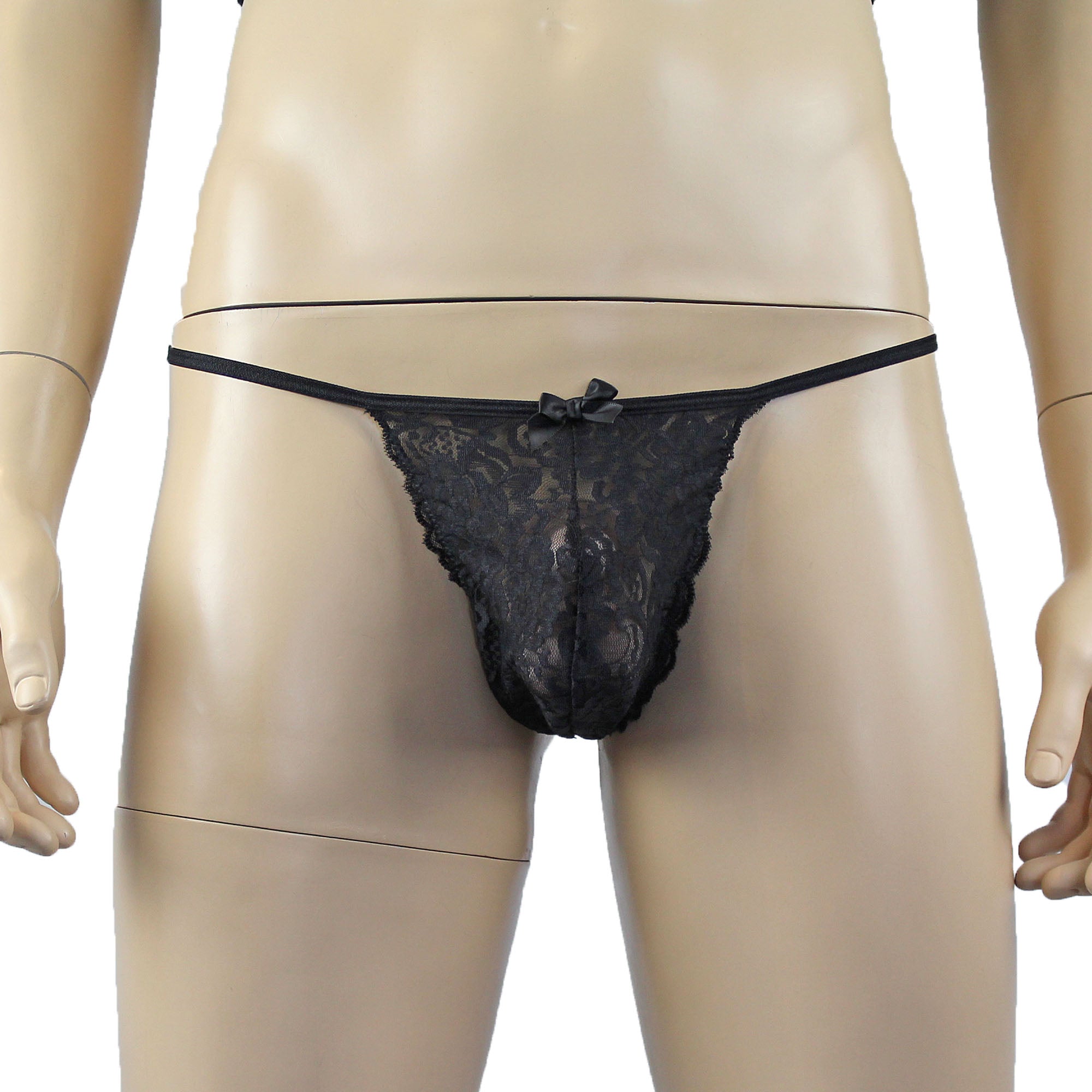 Mens Rebecca Pretty Floral Lingerie Lace Camisole Top with G string Black