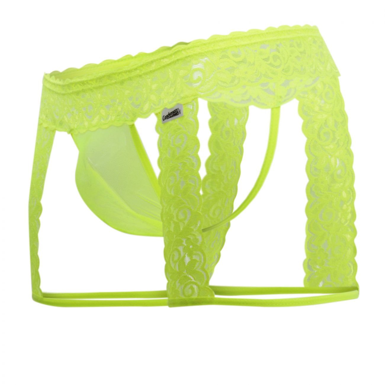 CandyMan 99369X Lace Thongs Hot Yellow Plus Sizes