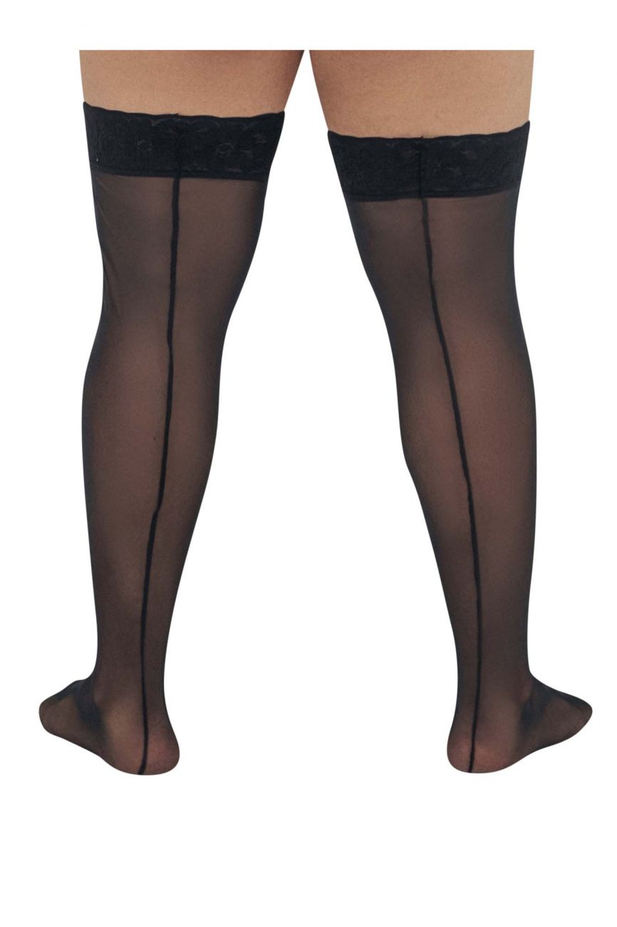 CandyMan 99533X Mesh Thigh Highs Black Plus Sizes