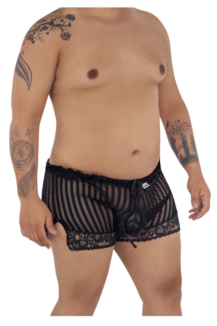 CandyMan 99601X Lounge Pajama Shorts Black Plus Sizes