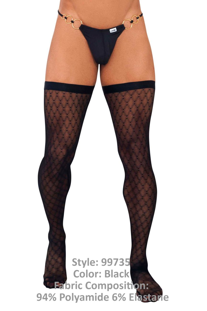 CandyMan 99735 Mesh Thigh Highs Black
