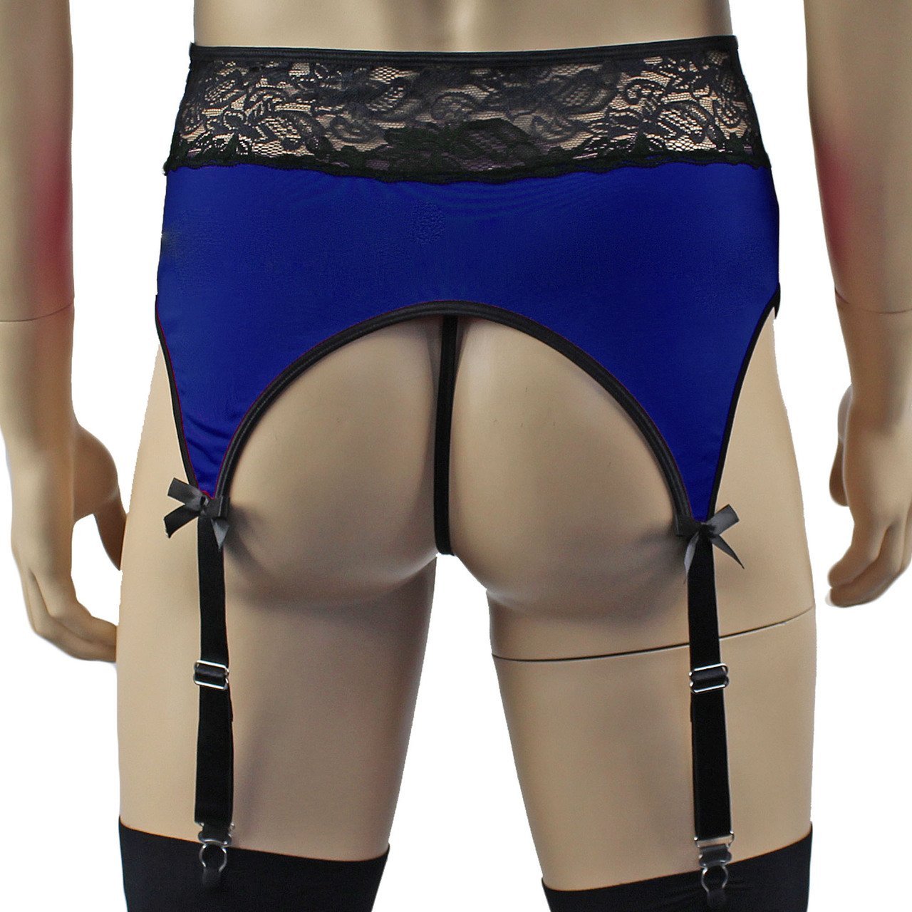 Mens Glamour Lycra & lace High Cut Garterbelt (navy plus other colours)