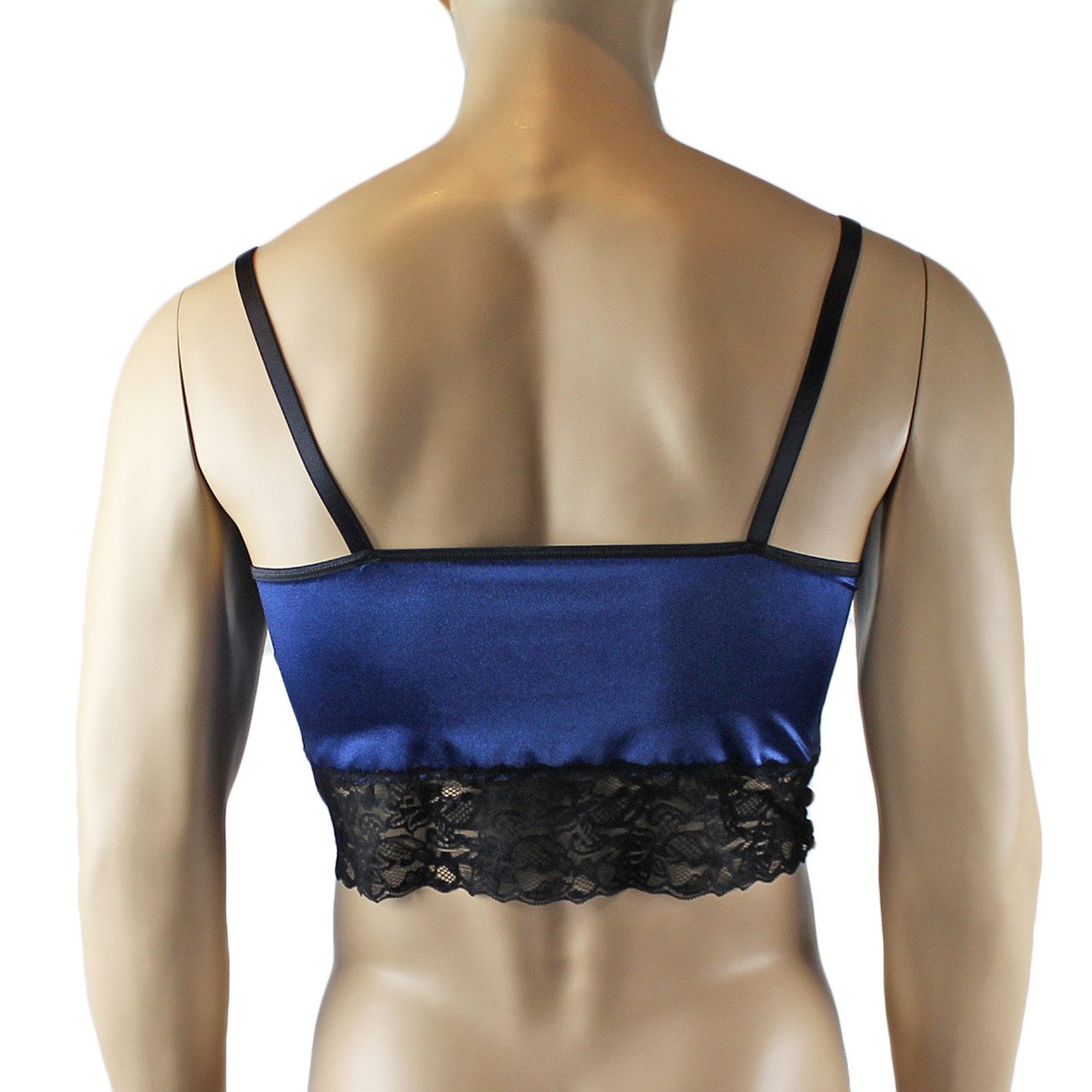 Mens Camisole Top with Lace Trim Dark (navy & black and other colours)