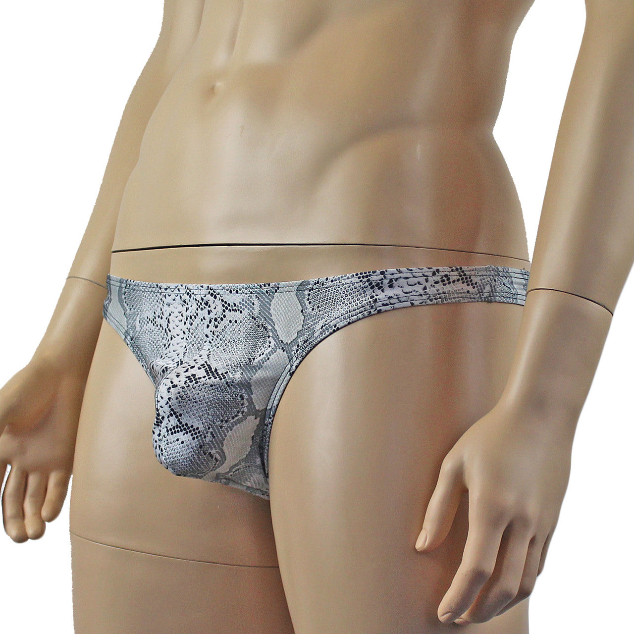 Mens Grey Snake Print G string Thong