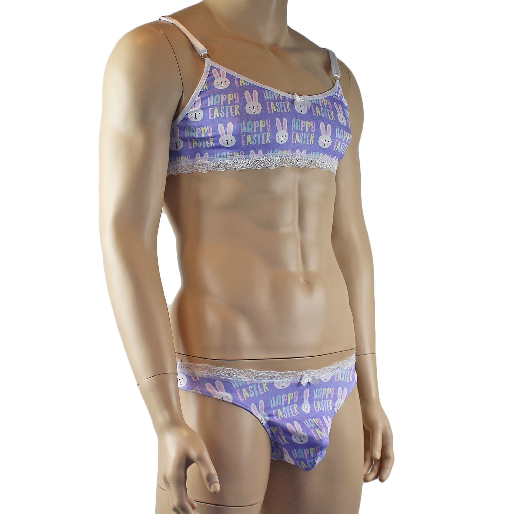 Mens Happy Easter Bra Top and G string Thong Panties