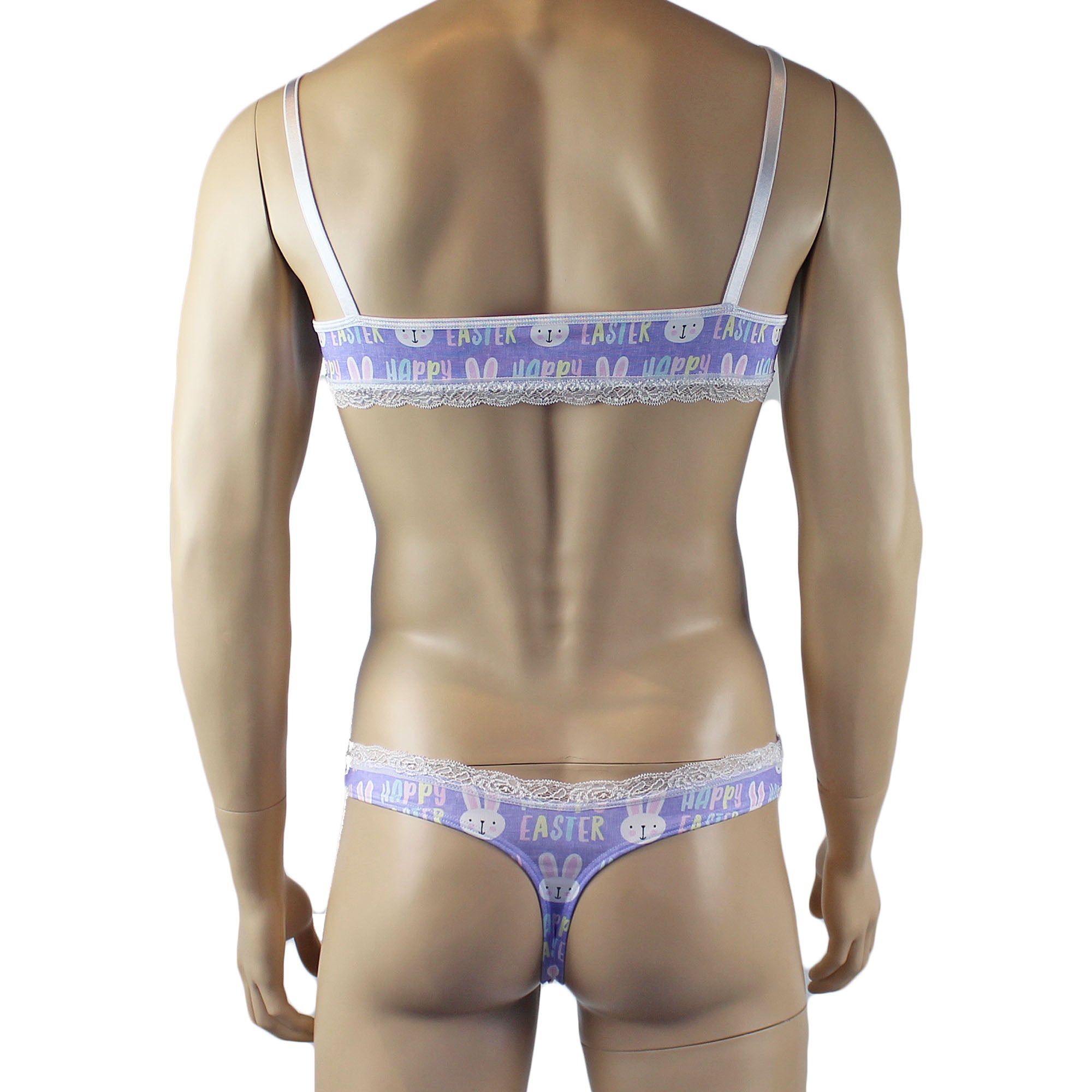 Mens Happy Easter Bra Top and G string Thong Panties