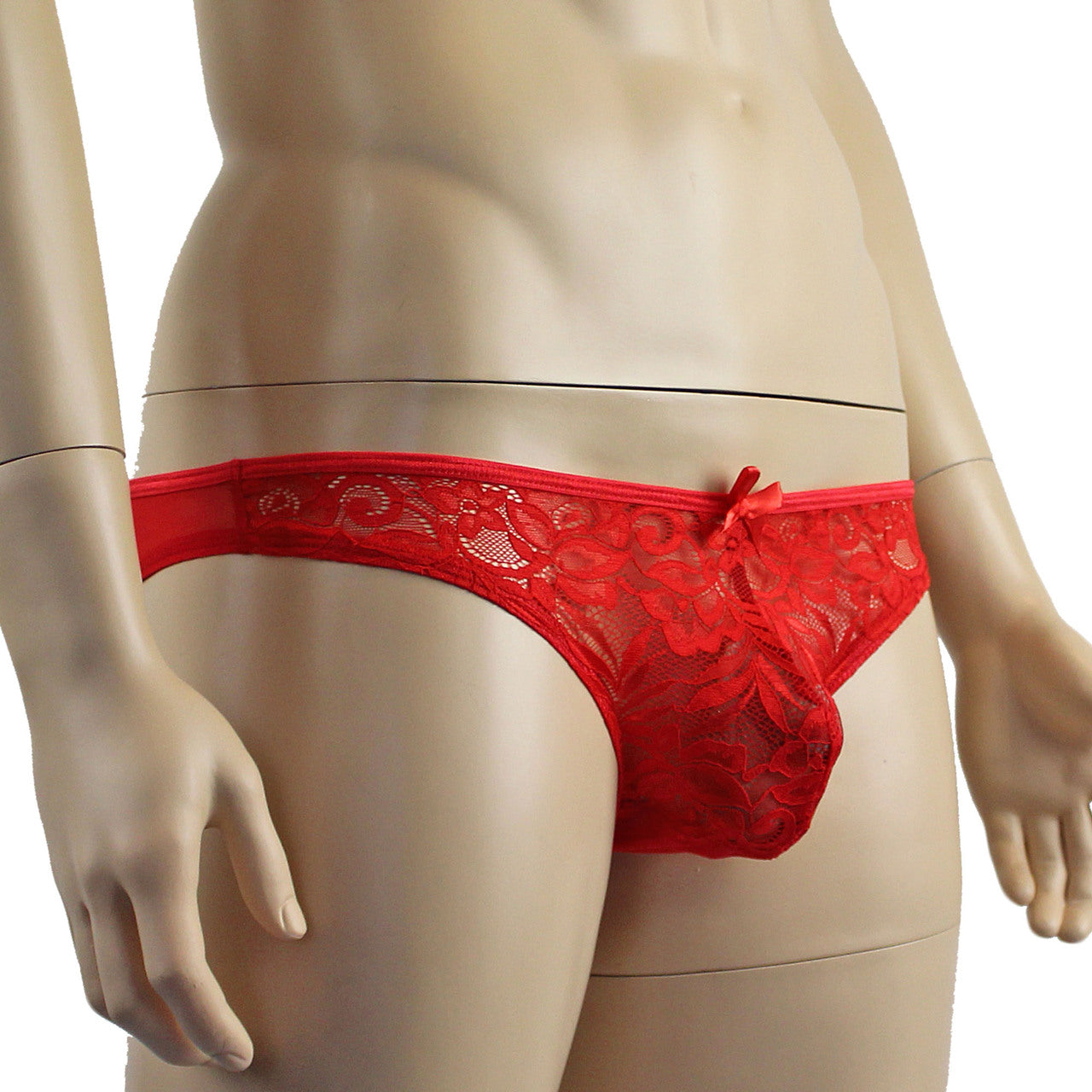 Mens Kristy Lace OPEN BACK Capri Brief, Male Panties (red plus other colours)