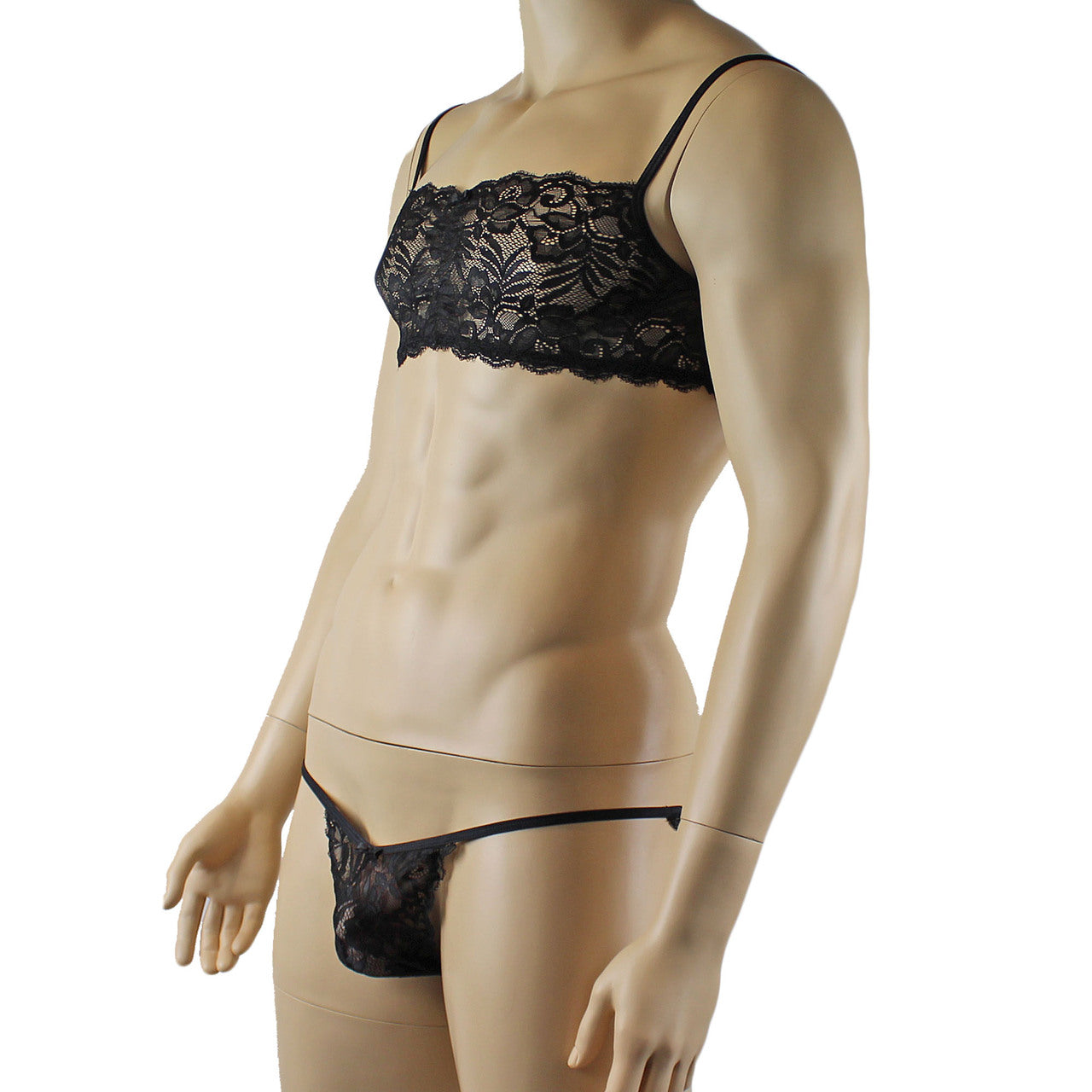 Mens Kristy Lingerie Bra Top and Bikini Brief Black