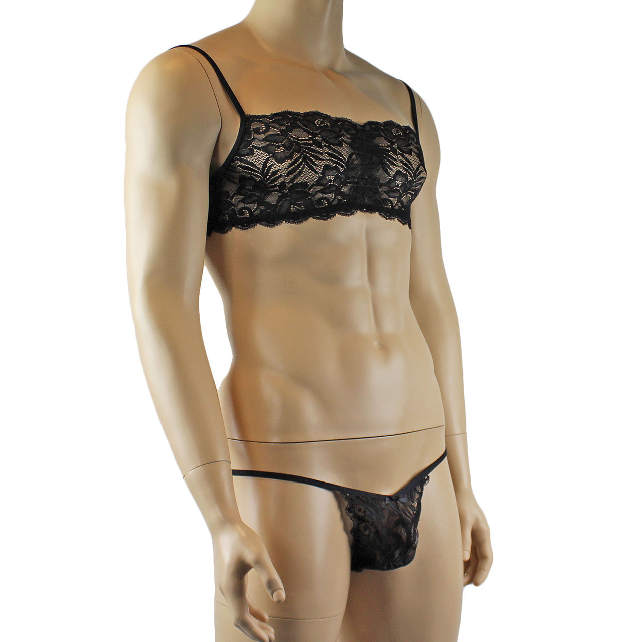 Mens Kristy Lingerie Bra Top and Bikini Brief Black