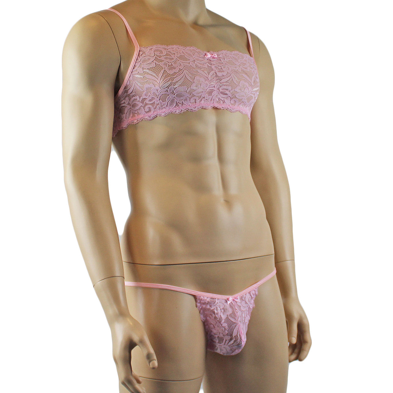 Mens Kristy Lingerie Bra Top and Bikini Brief Light Pink