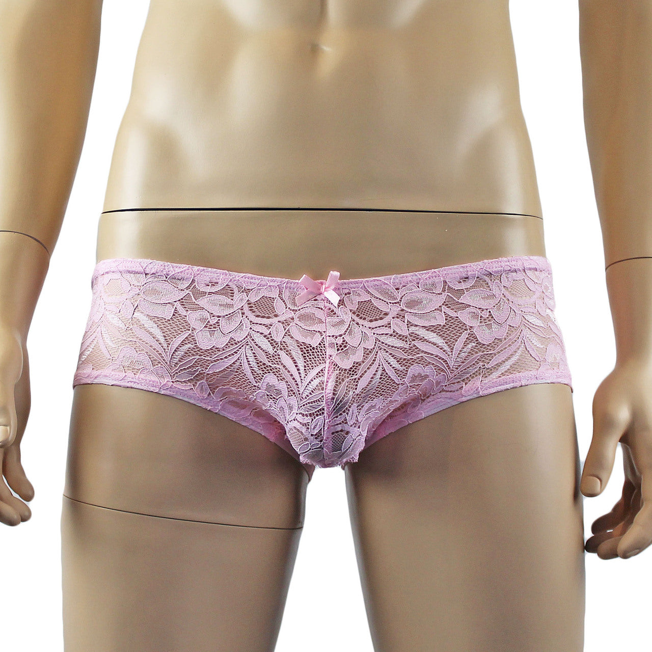 Mens Kristy Lingerie Bra Top and Boxer Briefs Light Pink