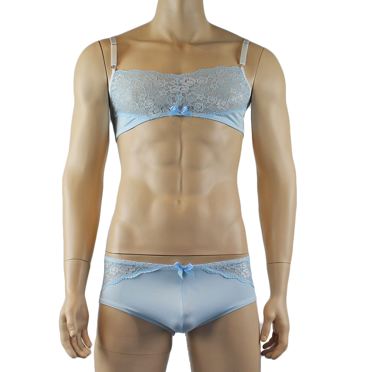 Mens Luxury Bra Top and Boxer Brief Light Blue