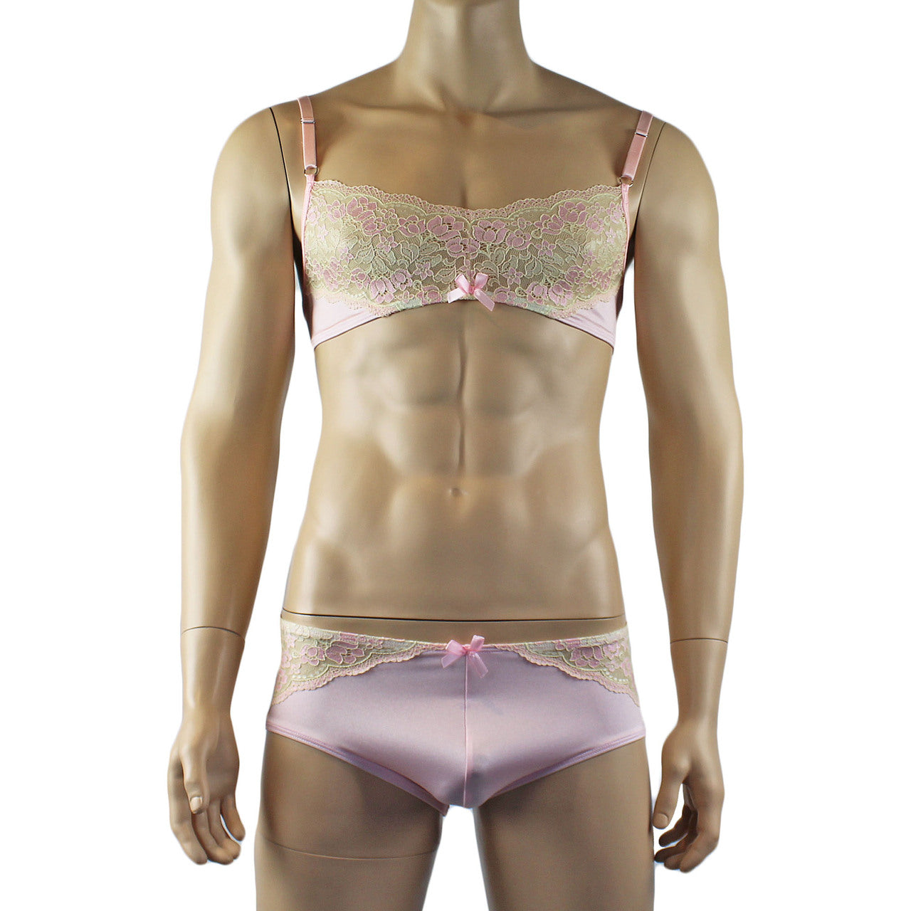 Mens Luxury Bra Top and Boxer Brief Pink