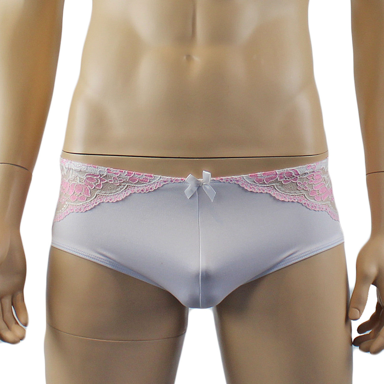 Mens Luxury Boxer Brief with Detachable Garters and Stockings White