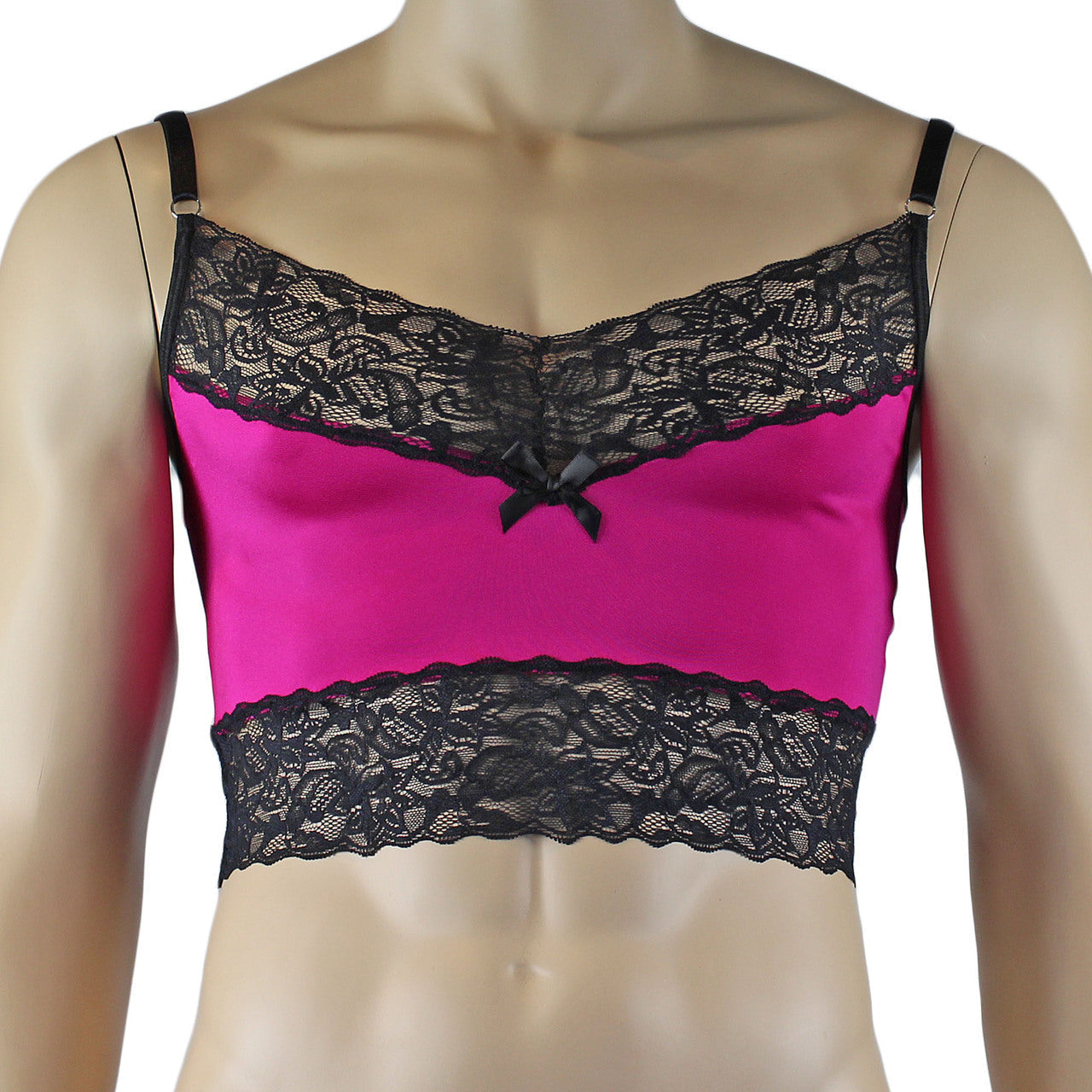 Mens Glamour Lycra & lace Cami Top, High Cut Garterbelt, G string & Stockings (raspberry plus other colours)