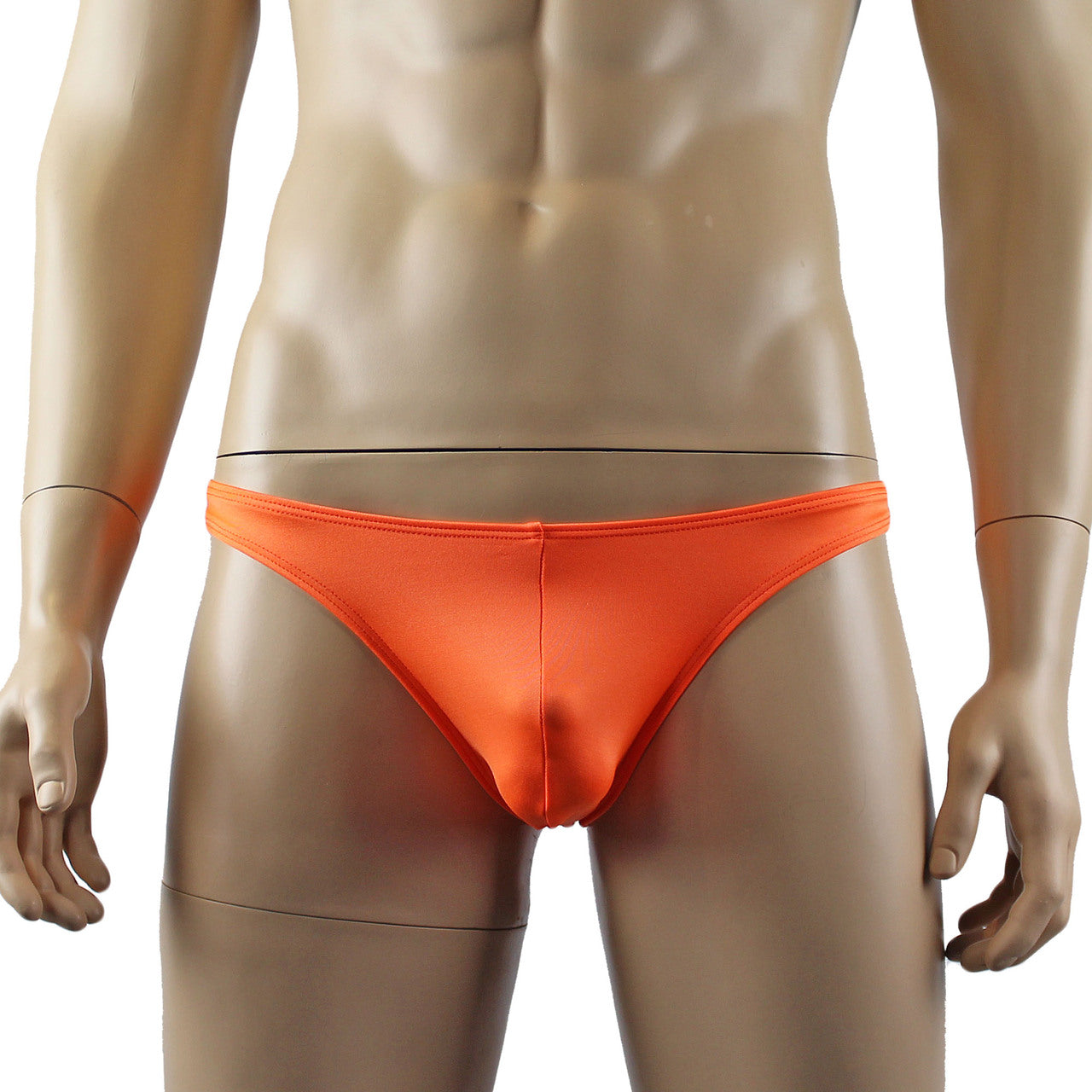 Mens Mick Stretch Spandex Low Rise Thong Neon Orange