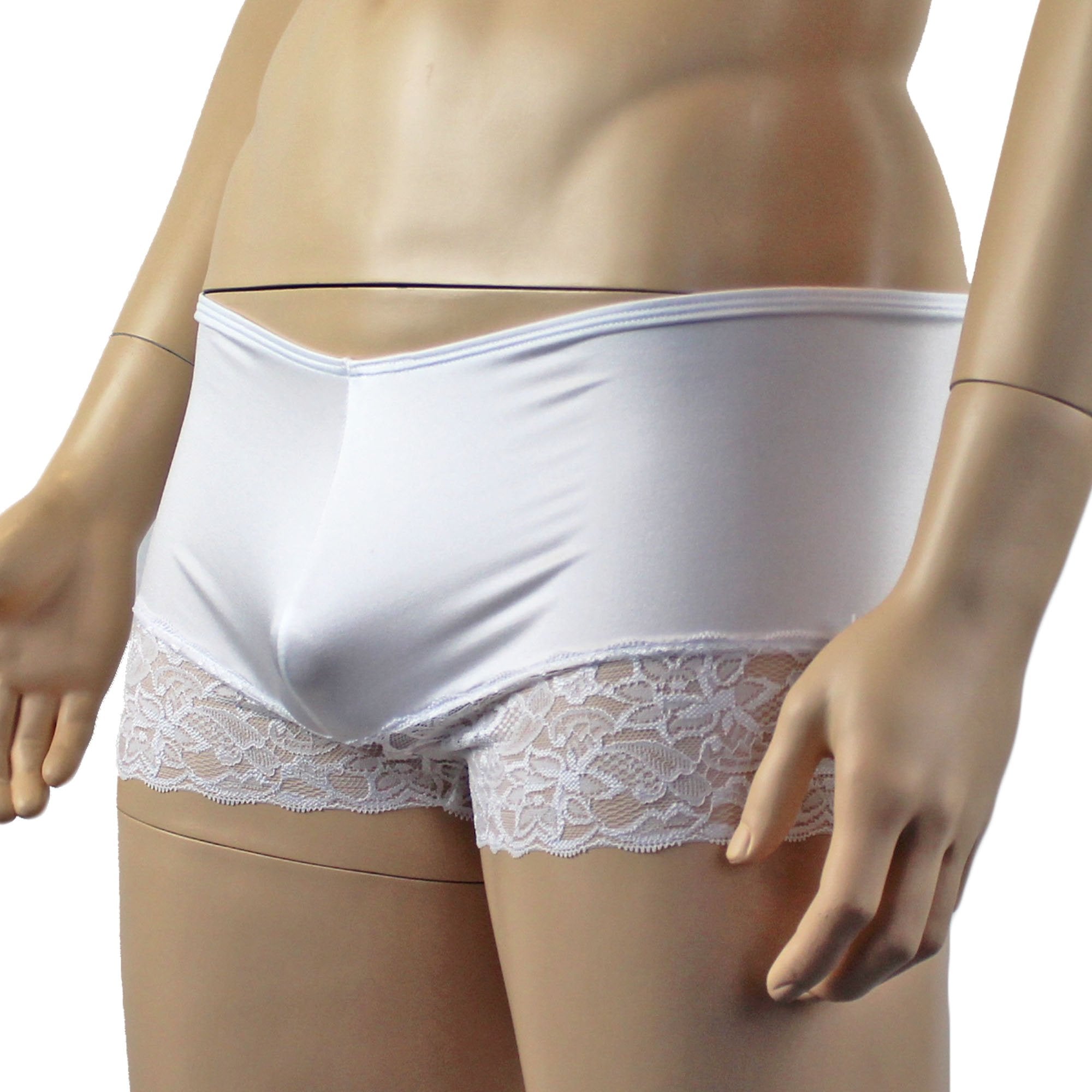 Male Romance Stretch Spandex Boxer Shorts White or Black