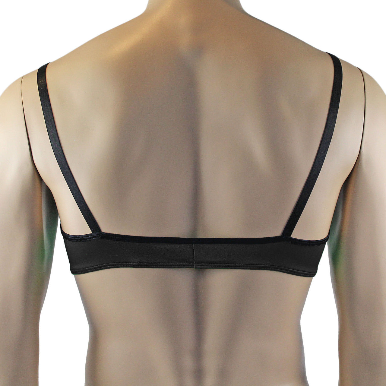 Mens Risque Bra Top Black & Black Lace