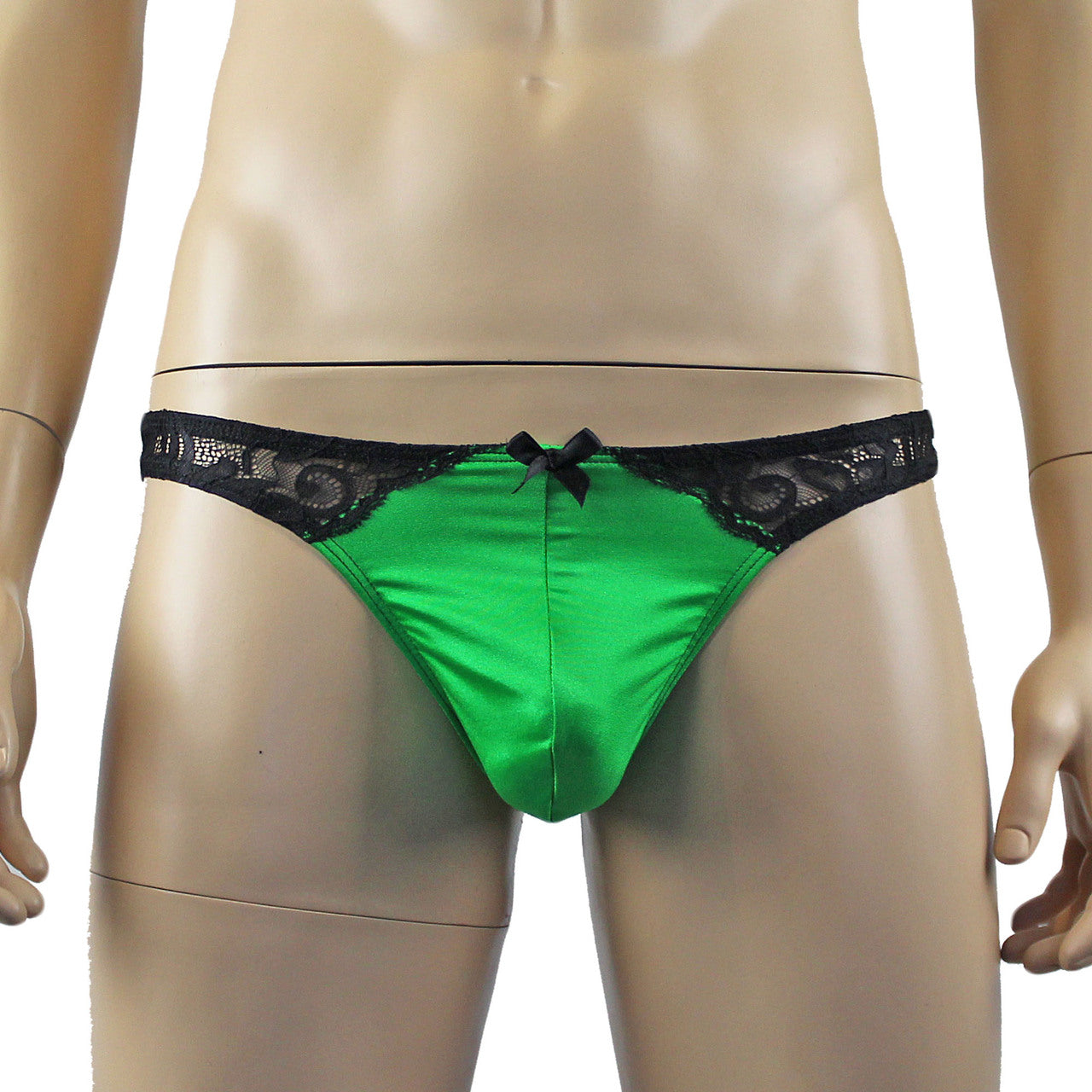 Mens Risque Garterbelt, Thong & Stockings Green and Black