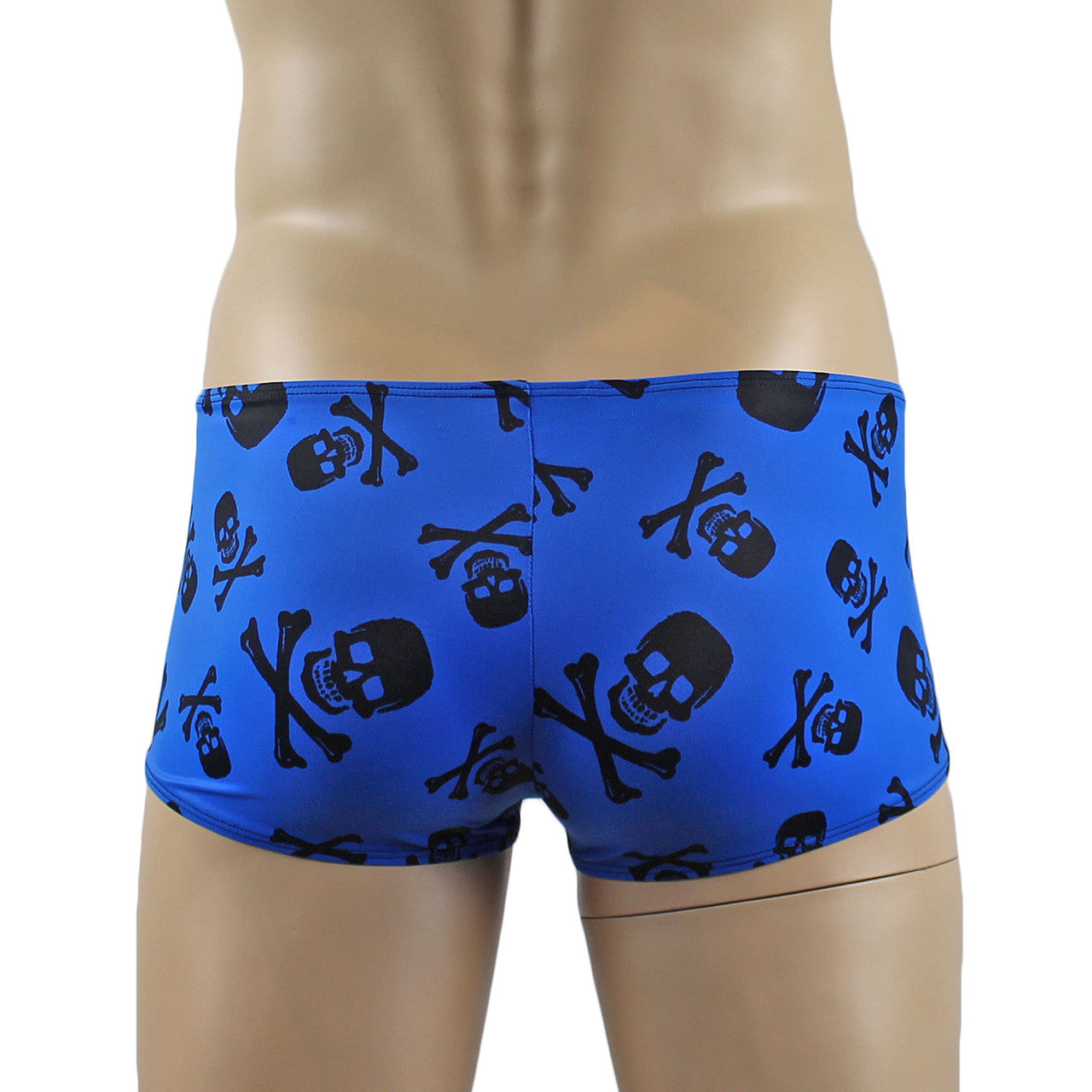 Mens Halloween Skull Boxer Briefs Hot Pants Mini Shorts Blue